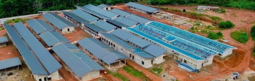 Tuobodom hospital aerial , ward blocks under roofing